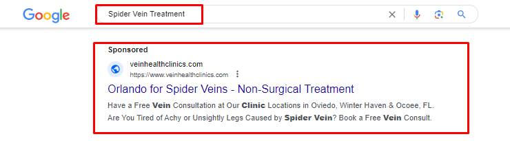 Google Ads Spider Vein Treatment