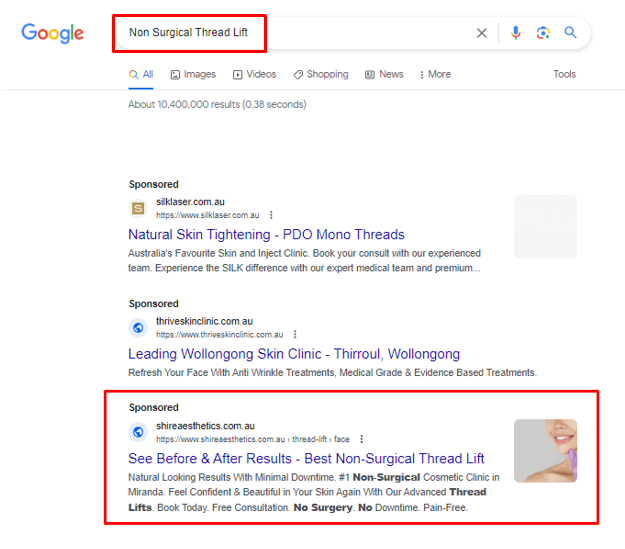 Google Ads Non Surgical Thread Lift