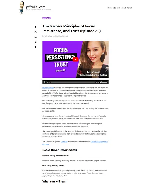 The Success Principles of Focus, Persistence, and Trust (Episode 20)
