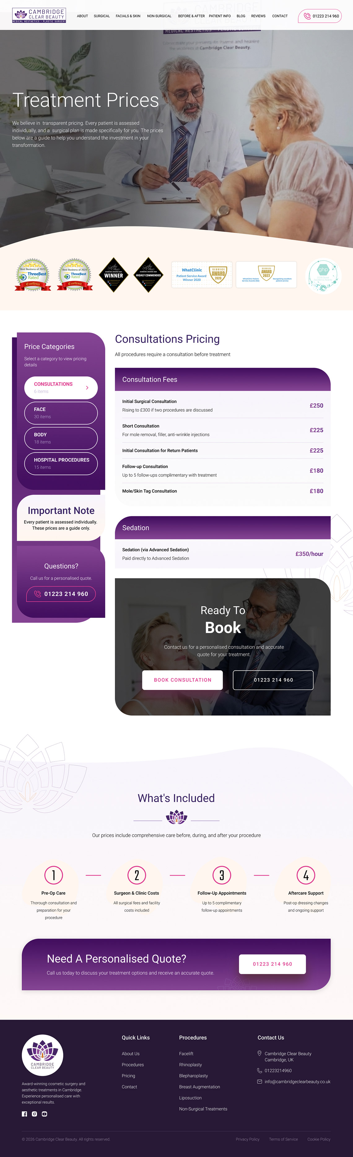 Pricing For Cambridge Clear Beauty By OMD