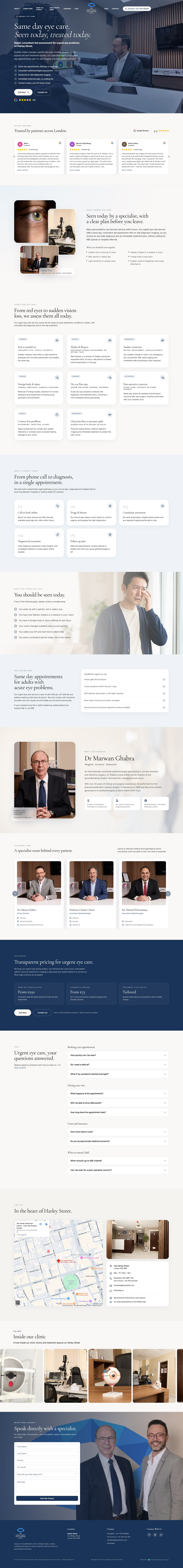 The Harley Street Eye Centre Urgent Care Landing Page by OMD