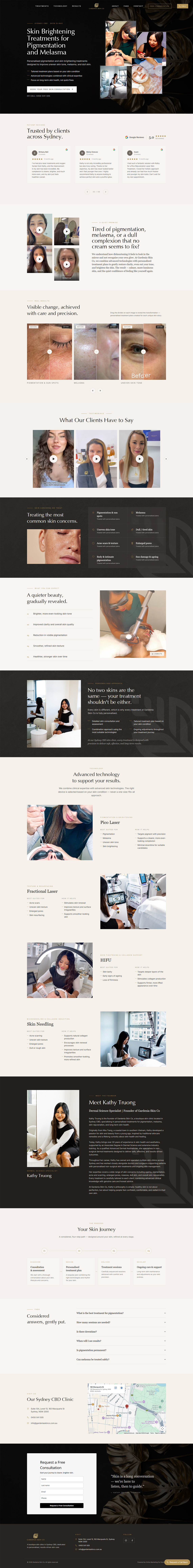 Pigmentation Landing Page Gardenia Skin Co by OMD