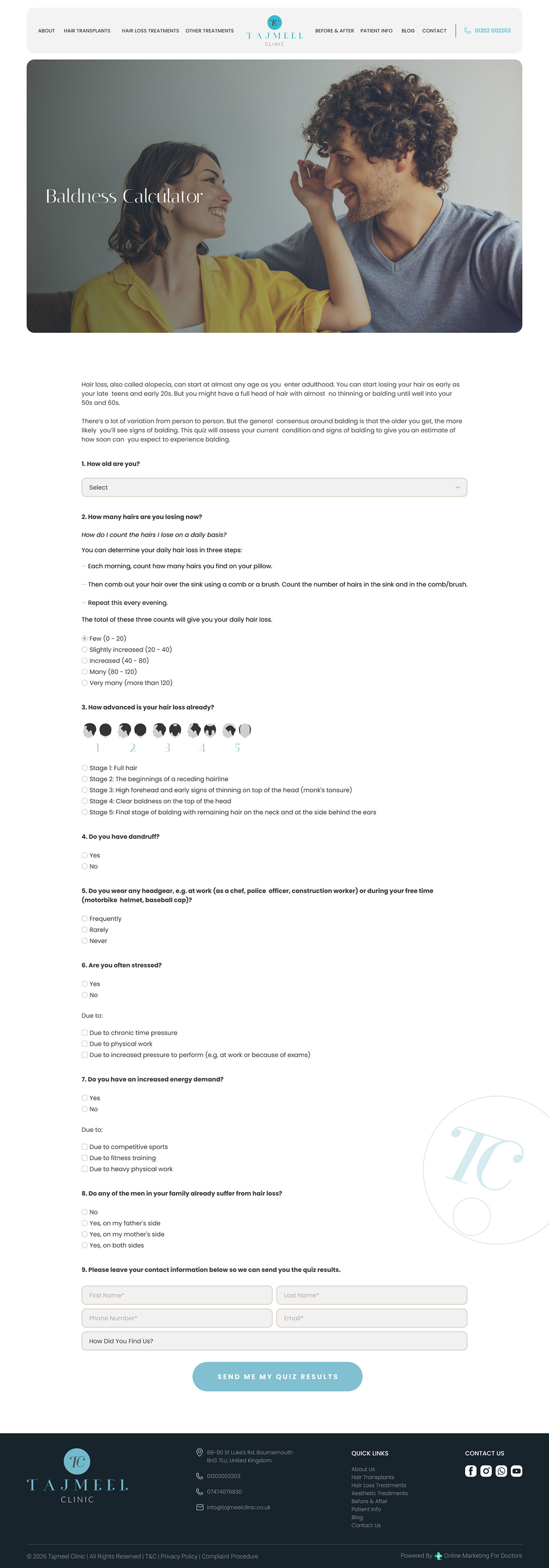 Tajmeel Clinic Baldness Calculator by OMD